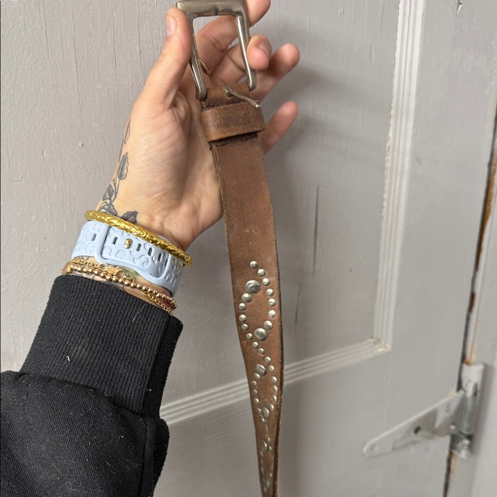 Brown Studded Leather Belt